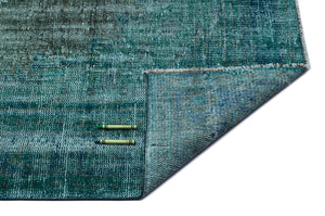 Turquoise  Over Dyed Vintage Rug 5'12'' x 10'2'' ft 182 x 310 cm