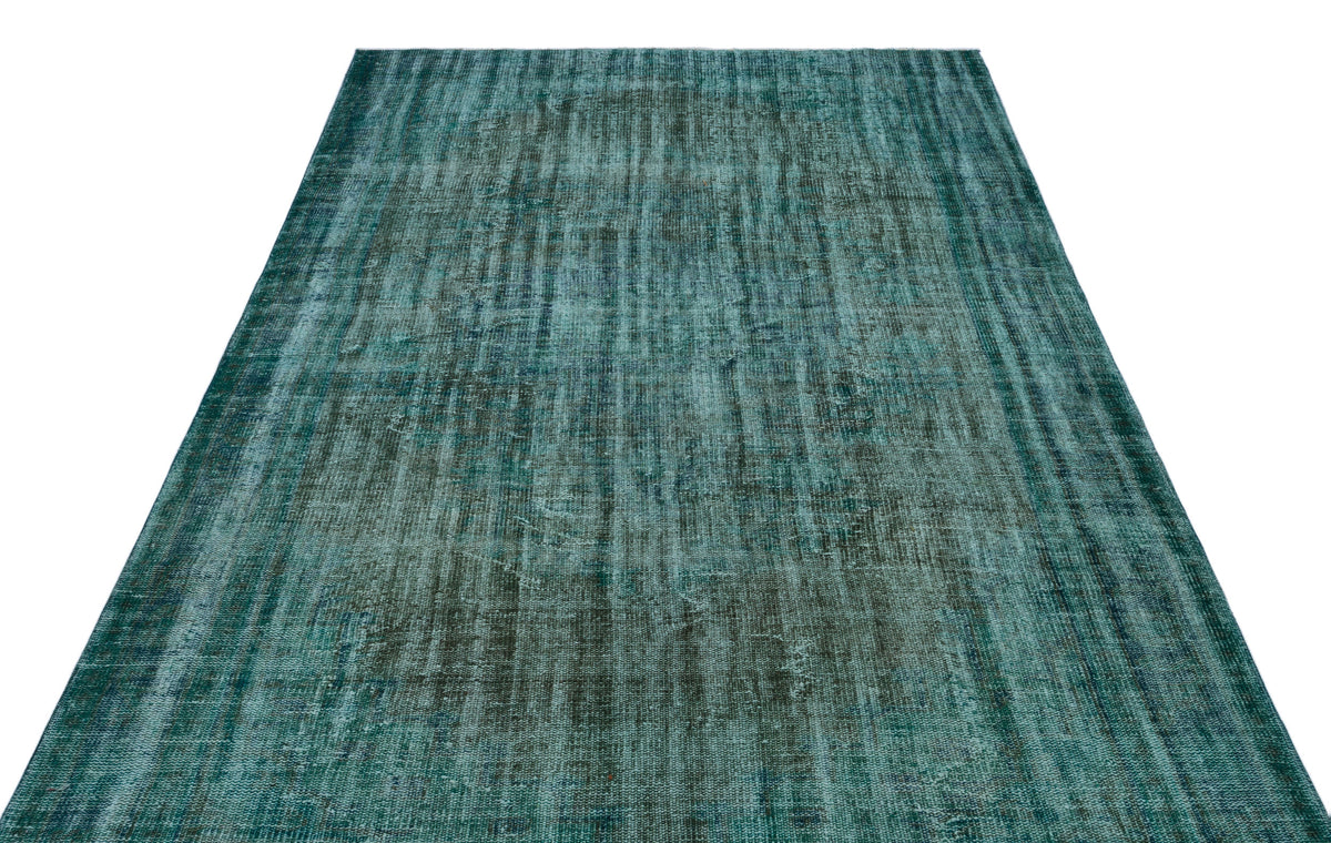 Turquoise  Over Dyed Vintage Rug 5&#39;12&#39;&#39; x 10&#39;2&#39;&#39; ft 182 x 310 cm