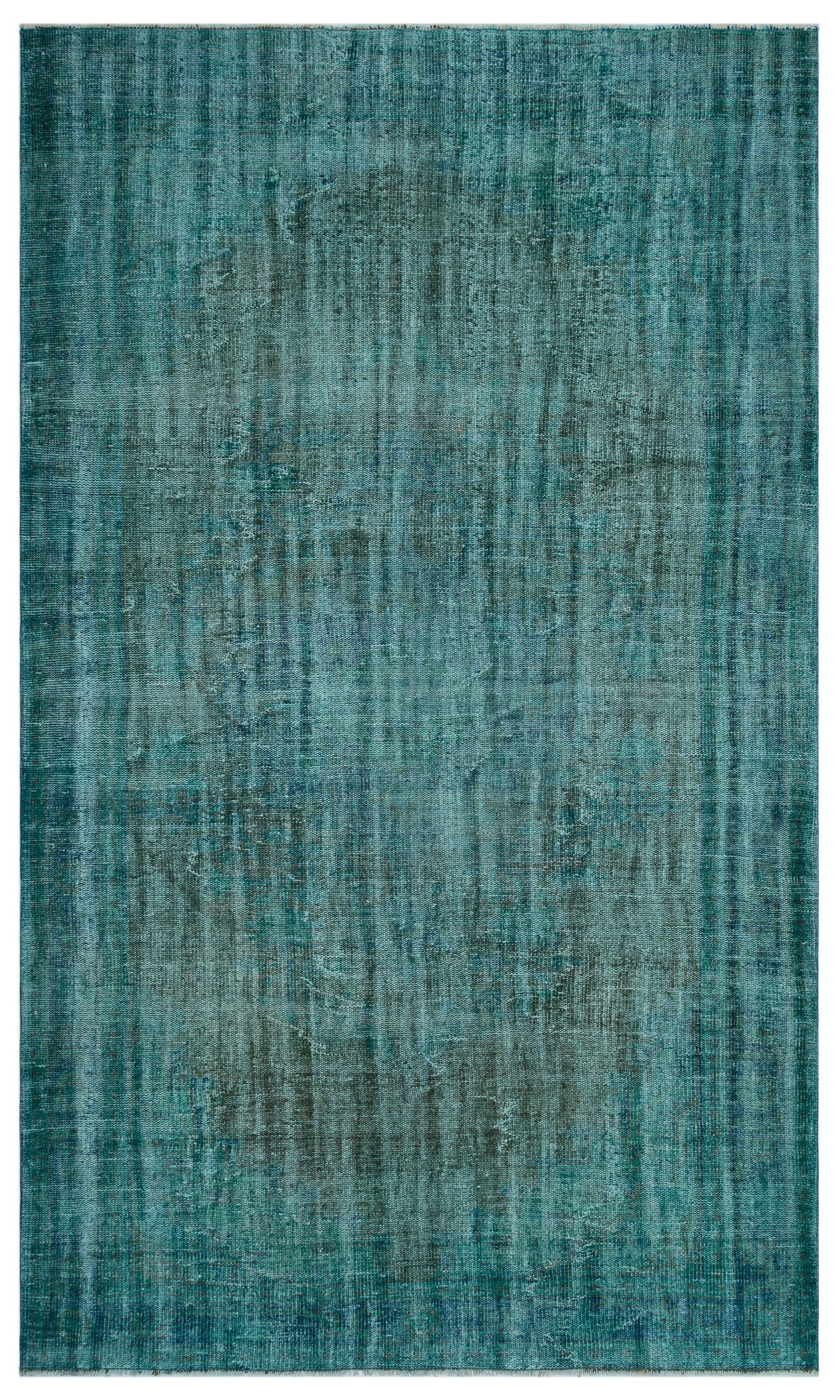 Turquoise  Over Dyed Vintage Rug 5&#39;12&#39;&#39; x 10&#39;2&#39;&#39; ft 182 x 310 cm