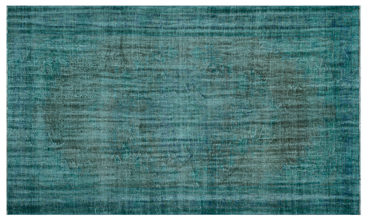 Turquoise  Over Dyed Vintage Rug 5&#39;12&#39;&#39; x 10&#39;2&#39;&#39; ft 182 x 310 cm