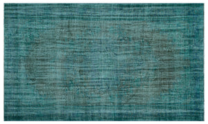 Turquoise  Over Dyed Vintage Rug 5'12'' x 10'2'' ft 182 x 310 cm