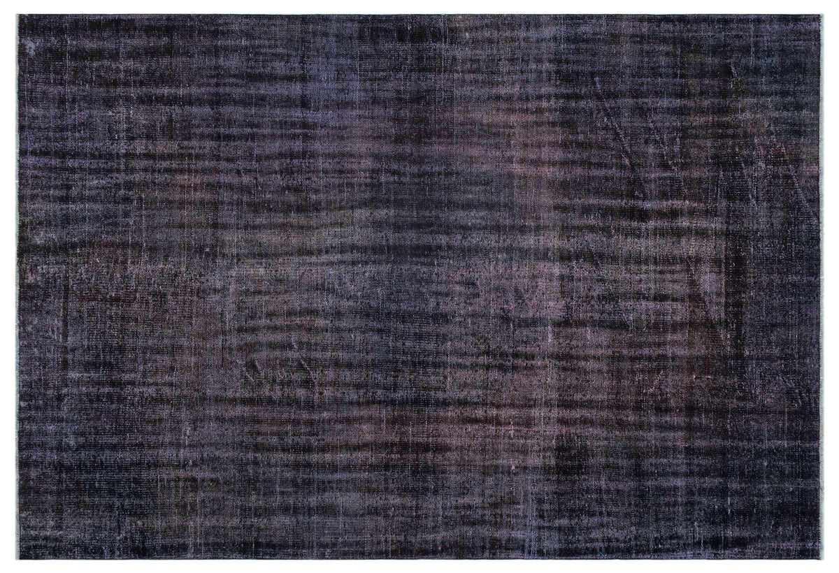 Black Over Dyed Vintage Rug 5&#39;8&#39;&#39; x 8&#39;4&#39;&#39; ft 173 x 255 cm