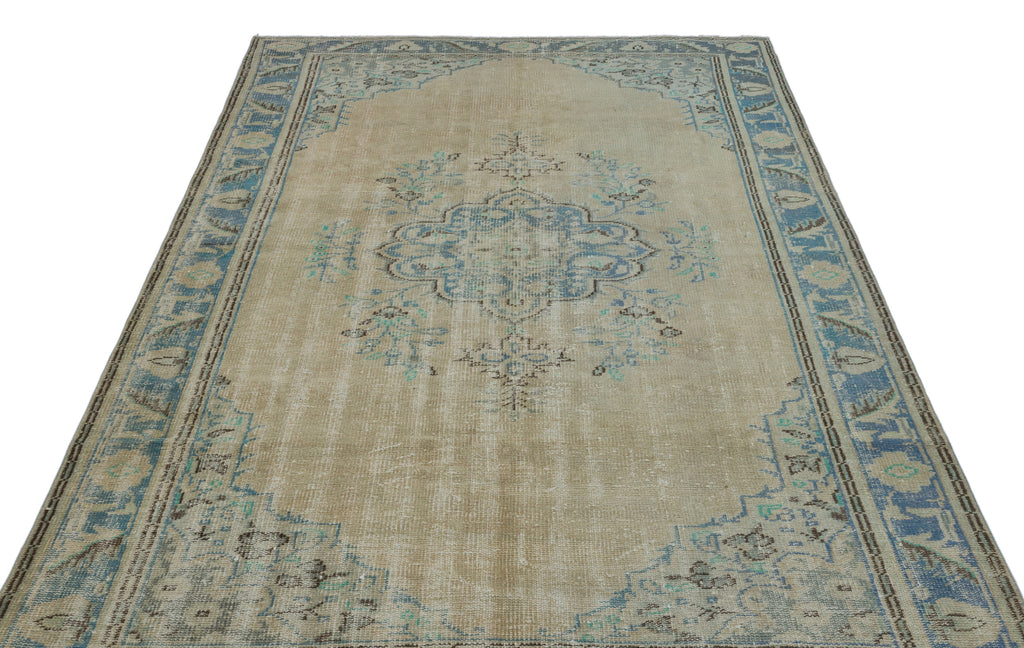 Beige Over Dyed Vintage Rug 5'8'' x 8'7'' ft 173 x 262 cm