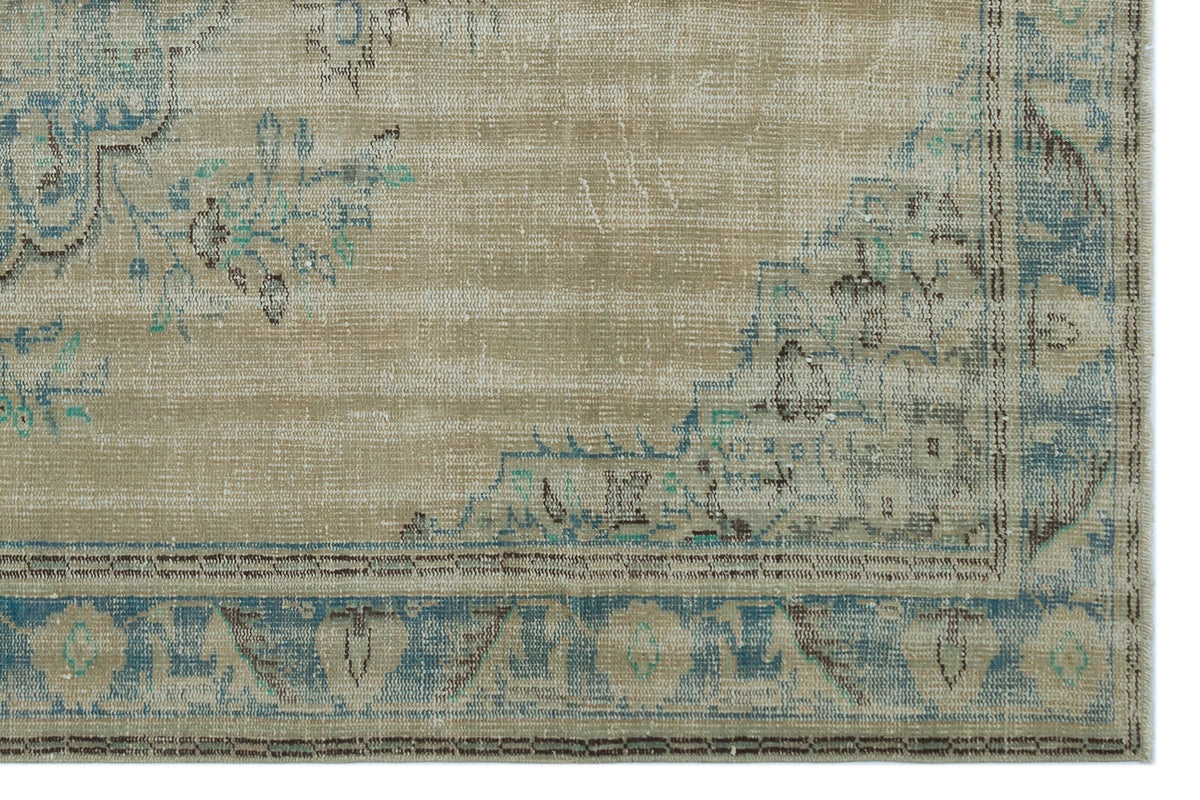 Beige Over Dyed Vintage Rug 5&#39;8&#39;&#39; x 8&#39;7&#39;&#39; ft 173 x 262 cm