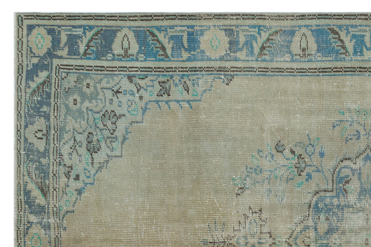 Beige Over Dyed Vintage Rug 5&#39;8&#39;&#39; x 8&#39;7&#39;&#39; ft 173 x 262 cm