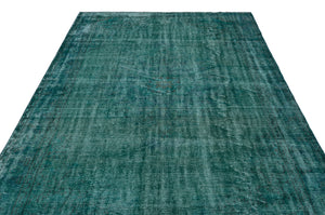 Turquoise  Over Dyed Vintage Rug 6'6'' x 9'10'' ft 197 x 300 cm