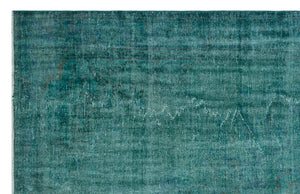 Turquoise  Over Dyed Vintage Rug 6'6'' x 9'10'' ft 197 x 300 cm