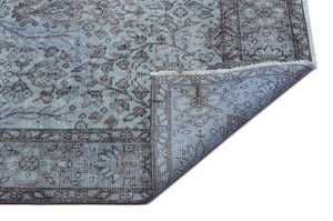 Blue Over Dyed Vintage Rug 5'6'' x 9'4'' ft 167 x 285 cm