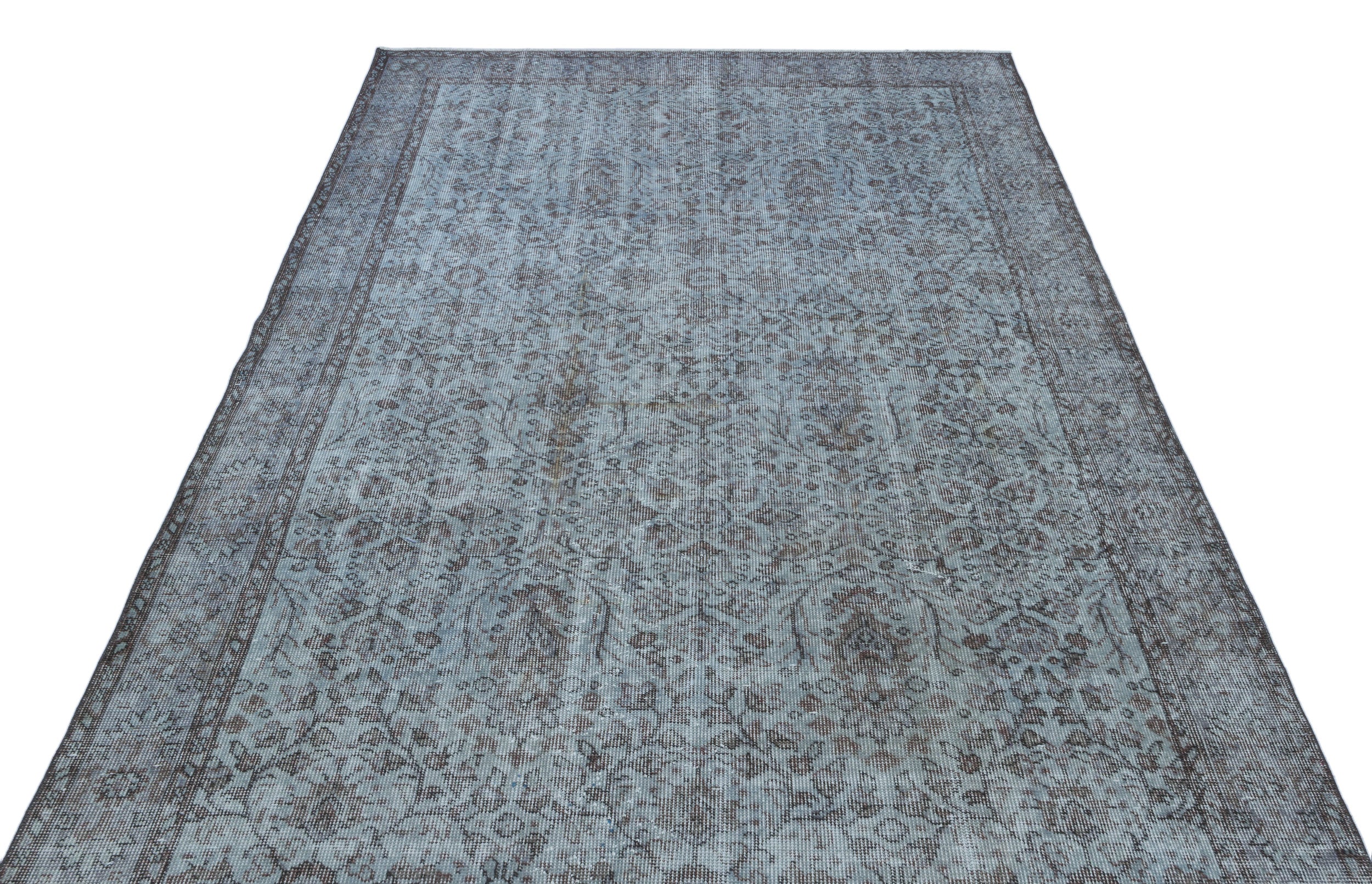 Blue Over Dyed Vintage Rug 5'6'' x 9'4'' ft 167 x 285 cm