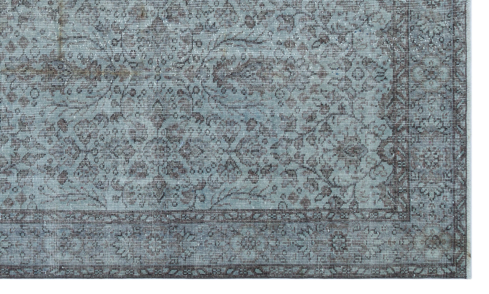 Blue Over Dyed Vintage Rug 5'6'' x 9'4'' ft 167 x 285 cm