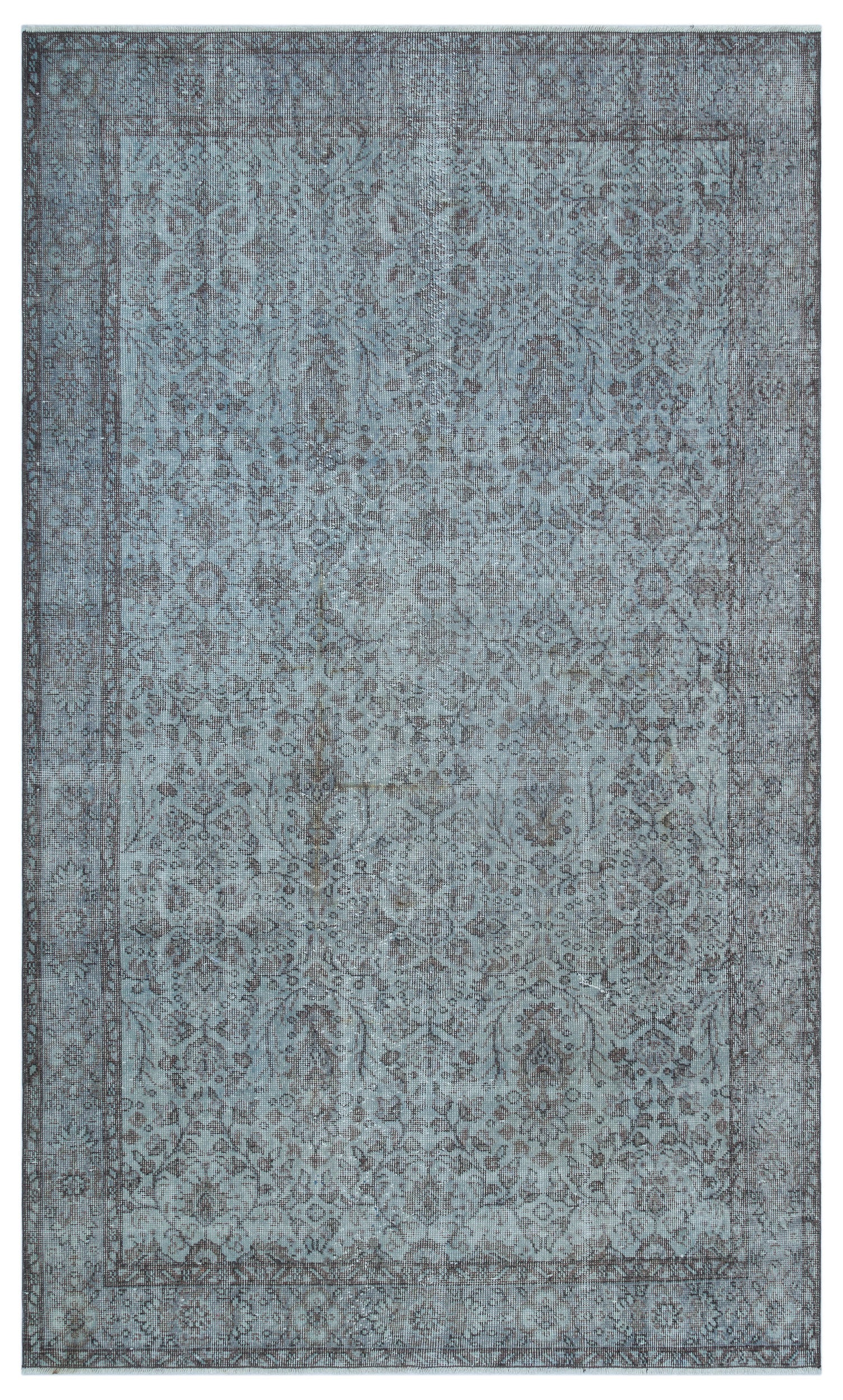 Blue Over Dyed Vintage Rug 5'6'' x 9'4'' ft 167 x 285 cm