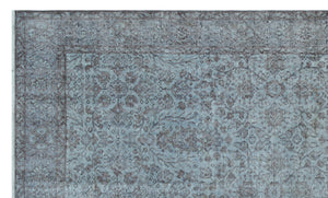 Blue Over Dyed Vintage Rug 5'6'' x 9'4'' ft 167 x 285 cm