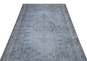 Blue Over Dyed Vintage Rug 4'12'' x 9'4'' ft 152 x 285 cm