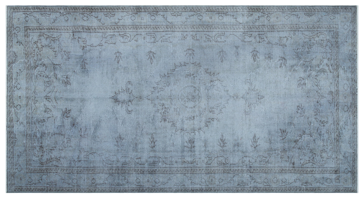 Blue Over Dyed Vintage Rug 4&#39;12&#39;&#39; x 9&#39;4&#39;&#39; ft 152 x 285 cm