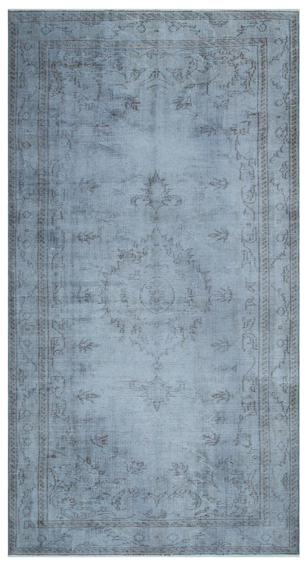 Blue Over Dyed Vintage Rug 4'12'' x 9'4'' ft 152 x 285 cm