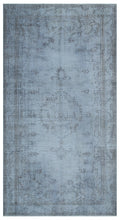 Blue Over Dyed Vintage Rug 4'12'' x 9'4'' ft 152 x 285 cm