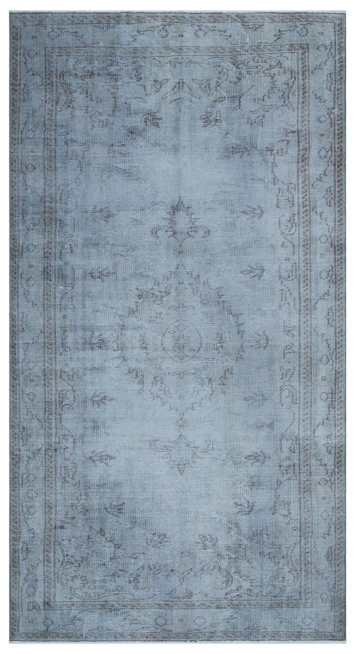 Blue Over Dyed Vintage Rug 4&#39;12&#39;&#39; x 9&#39;4&#39;&#39; ft 152 x 285 cm