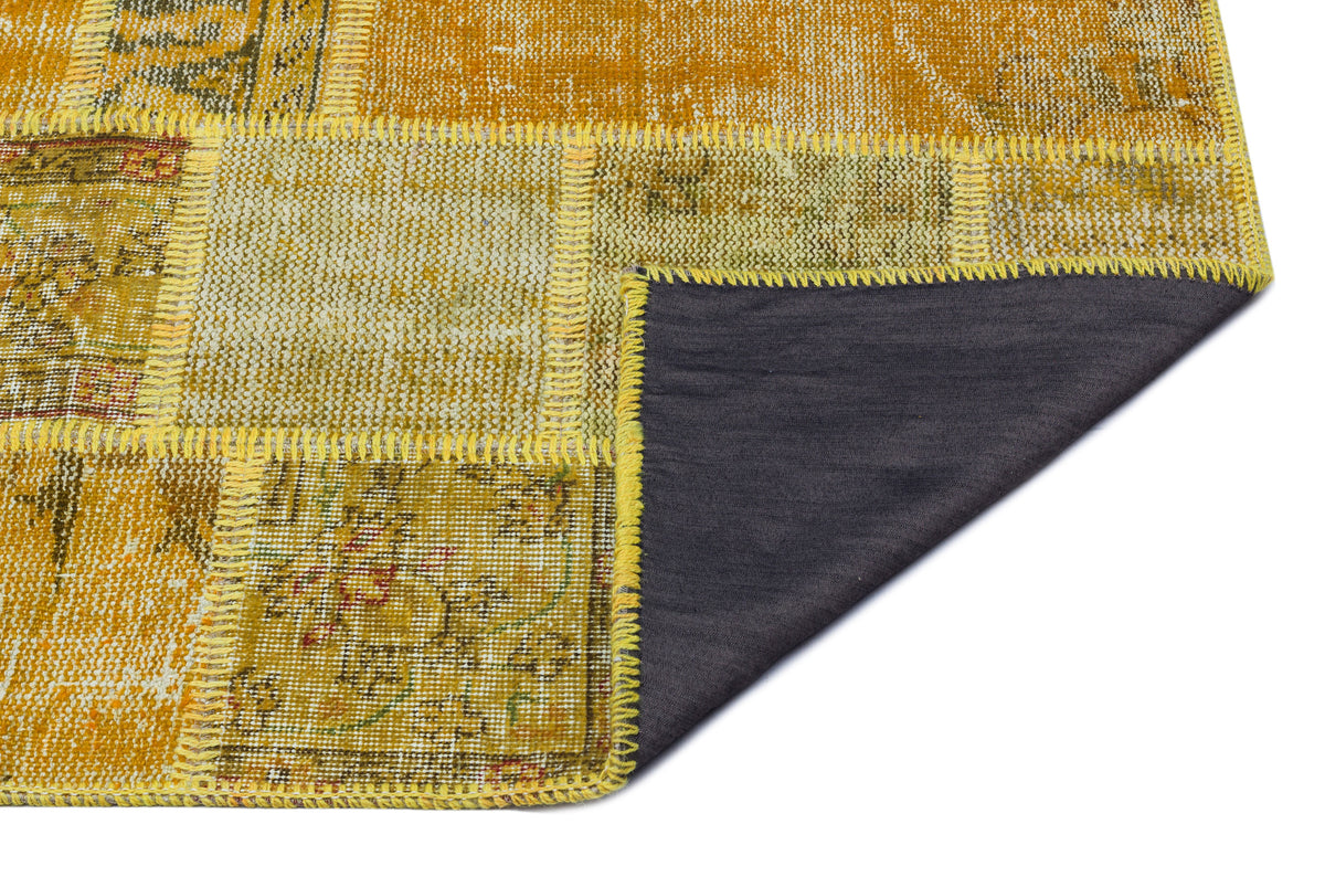 Yellow Over Dyed Patchwork Unique Rug 2&#39;7&#39;&#39; x 4&#39;11&#39;&#39; ft 80 x 150 cm