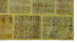 Yellow Over Dyed Patchwork Unique Rug 2'7'' x 4'11'' ft 80 x 150 cm