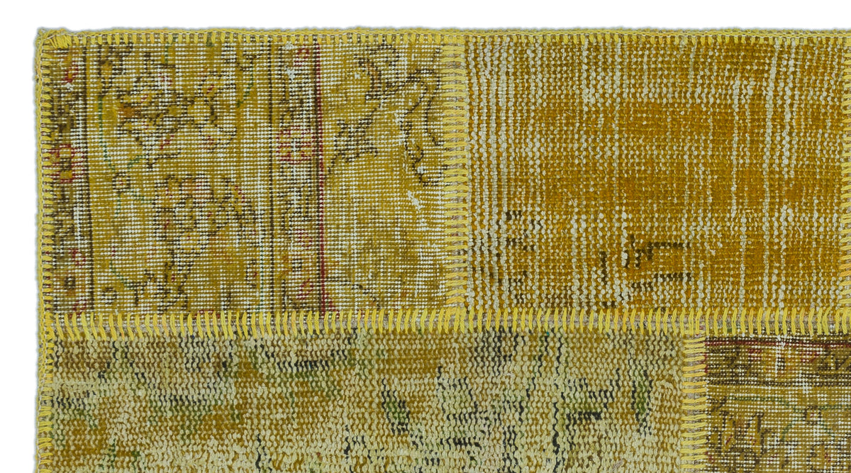 Yellow Over Dyed Patchwork Unique Rug 2&#39;7&#39;&#39; x 4&#39;11&#39;&#39; ft 80 x 150 cm