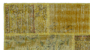 Yellow Over Dyed Patchwork Unique Rug 2'7'' x 4'11'' ft 80 x 150 cm