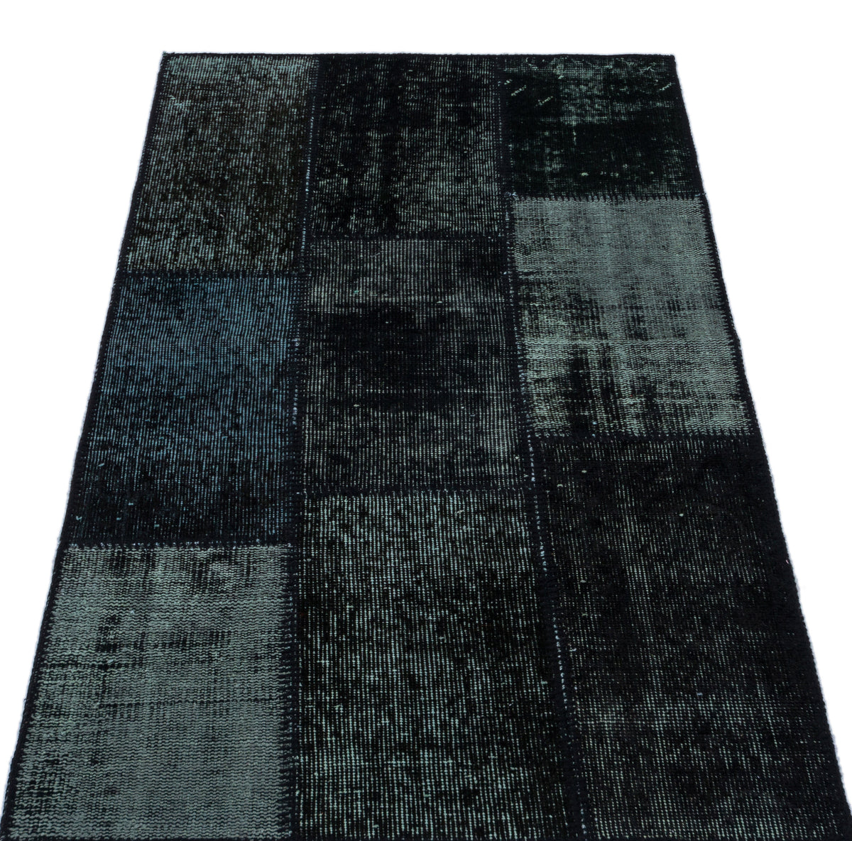 Black Over Dyed Patchwork Unique Rug 2&#39;7&#39;&#39; x 4&#39;11&#39;&#39; ft 80 x 150 cm
