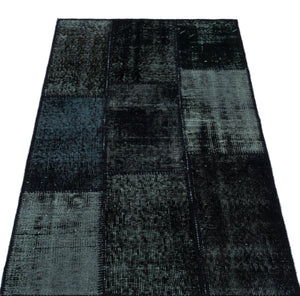 Black Over Dyed Patchwork Unique Rug 2'7'' x 4'11'' ft 80 x 150 cm