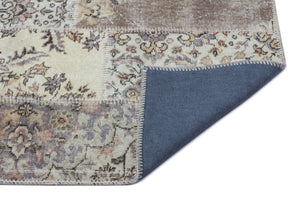 Beige Over Dyed Patchwork Unique Rug 2'7'' x 4'11'' ft 80 x 150 cm
