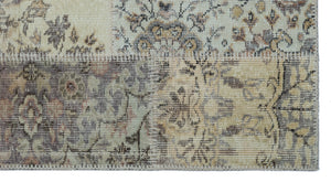 Beige Over Dyed Patchwork Unique Rug 2'7'' x 4'11'' ft 80 x 150 cm