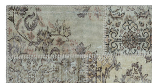 Beige Over Dyed Patchwork Unique Rug 2'7'' x 4'11'' ft 80 x 150 cm