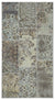 Beige Over Dyed Patchwork Unique Rug 2'7'' x 4'11'' ft 80 x 150 cm