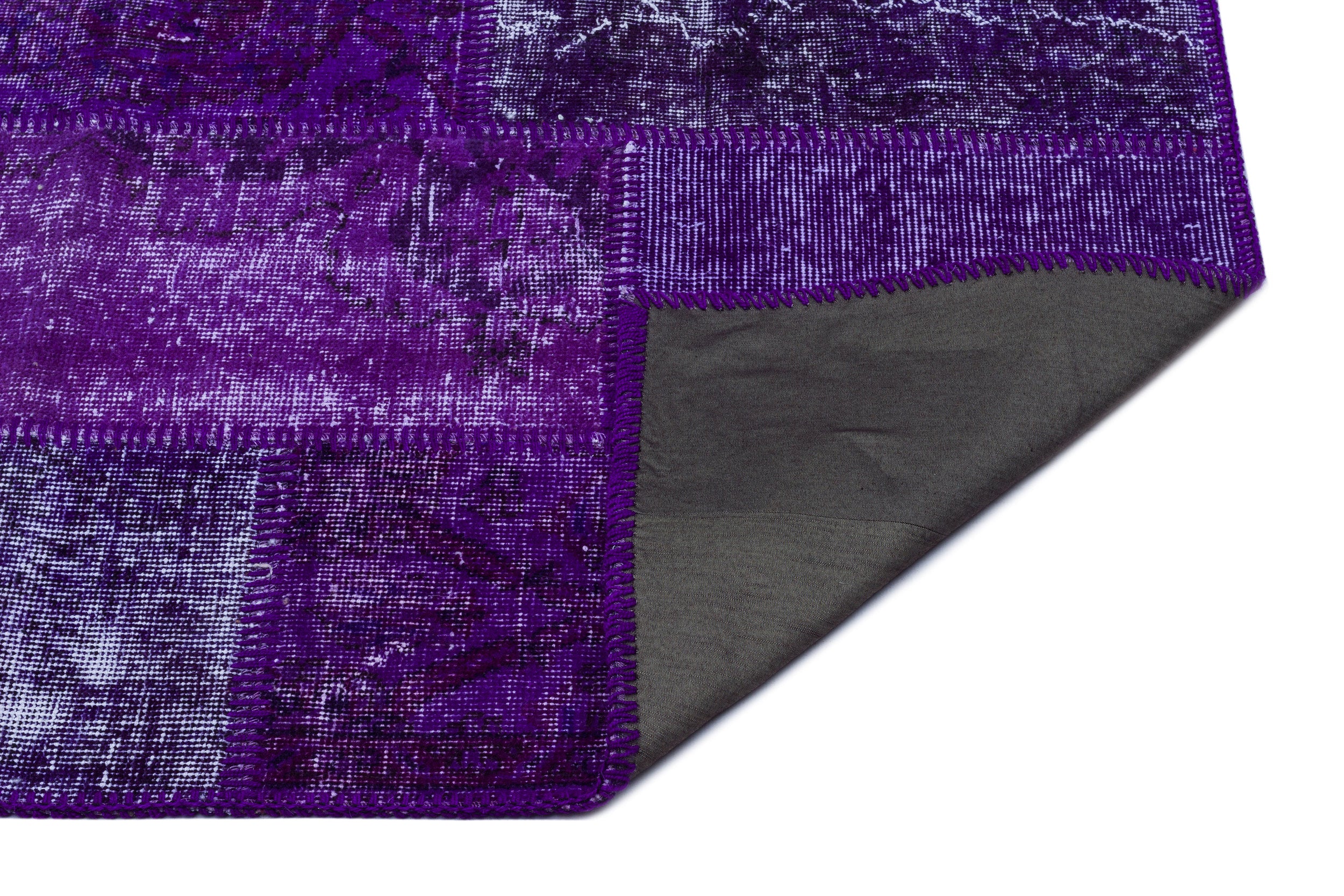 Purple Over Dyed Patchwork Unique Rug 2'7'' x 4'11'' ft 80 x 150 cm
