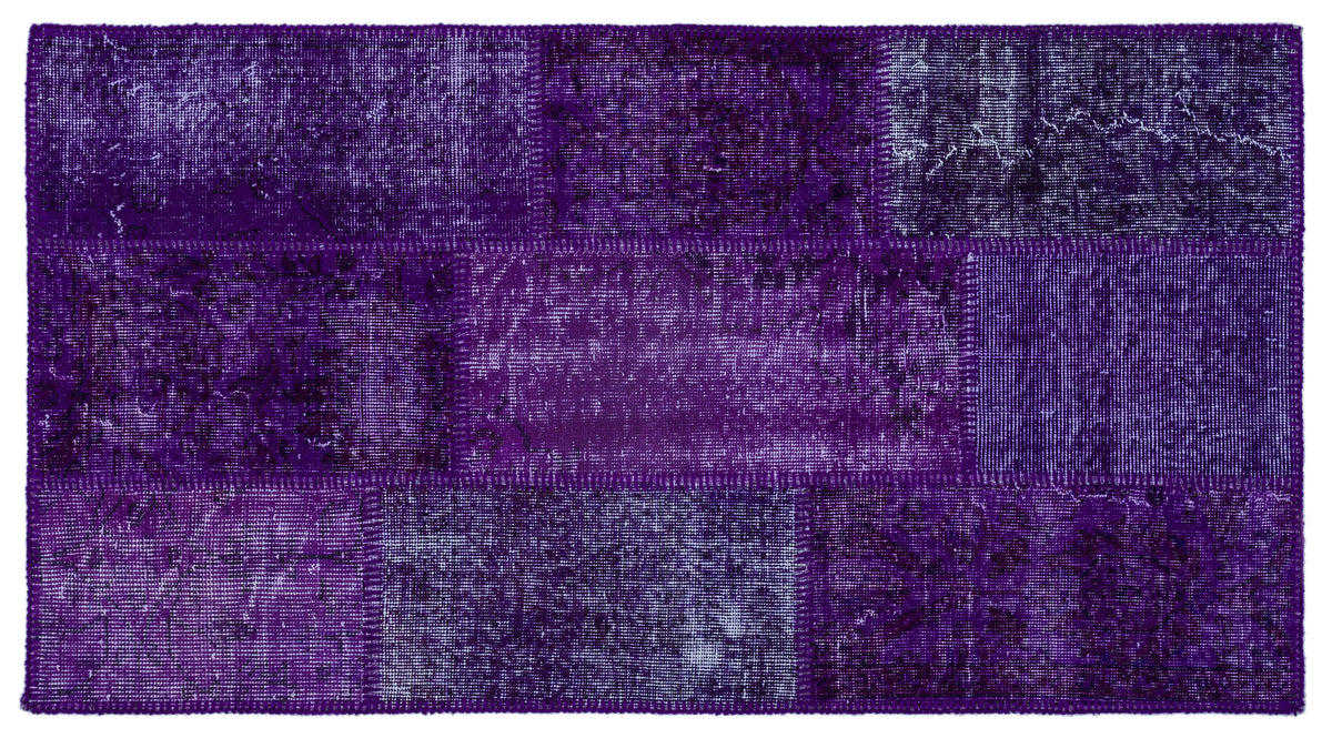 Purple Over Dyed Patchwork Unique Rug 2&#39;7&#39;&#39; x 4&#39;11&#39;&#39; ft 80 x 150 cm