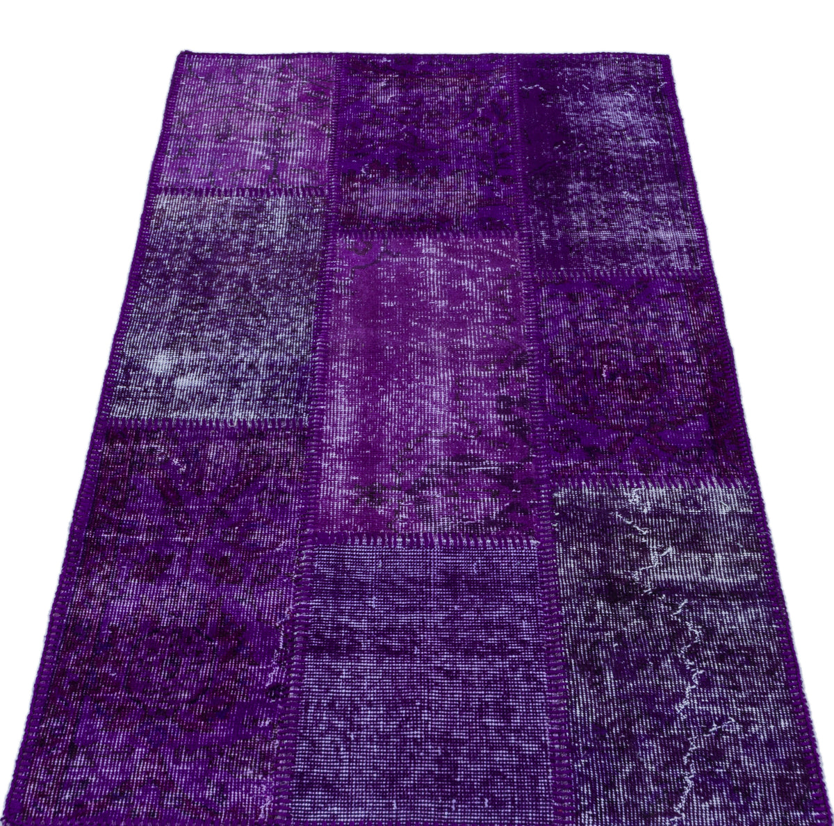 Purple Over Dyed Patchwork Unique Rug 2&#39;7&#39;&#39; x 4&#39;11&#39;&#39; ft 80 x 150 cm
