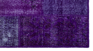 Purple Over Dyed Patchwork Unique Rug 2'7'' x 4'11'' ft 80 x 150 cm