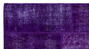 Purple Over Dyed Patchwork Unique Rug 2'7'' x 4'11'' ft 80 x 150 cm