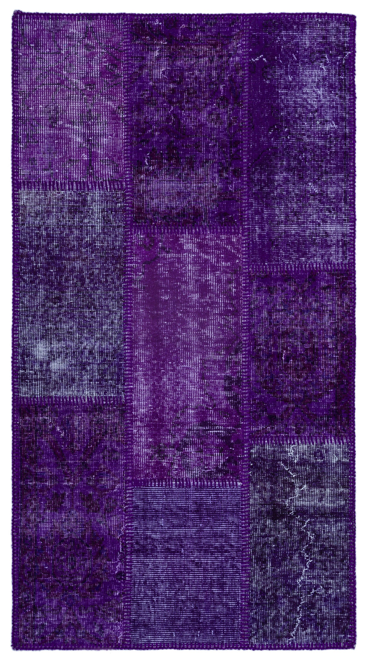Purple Over Dyed Patchwork Unique Rug 2&#39;7&#39;&#39; x 4&#39;11&#39;&#39; ft 80 x 150 cm