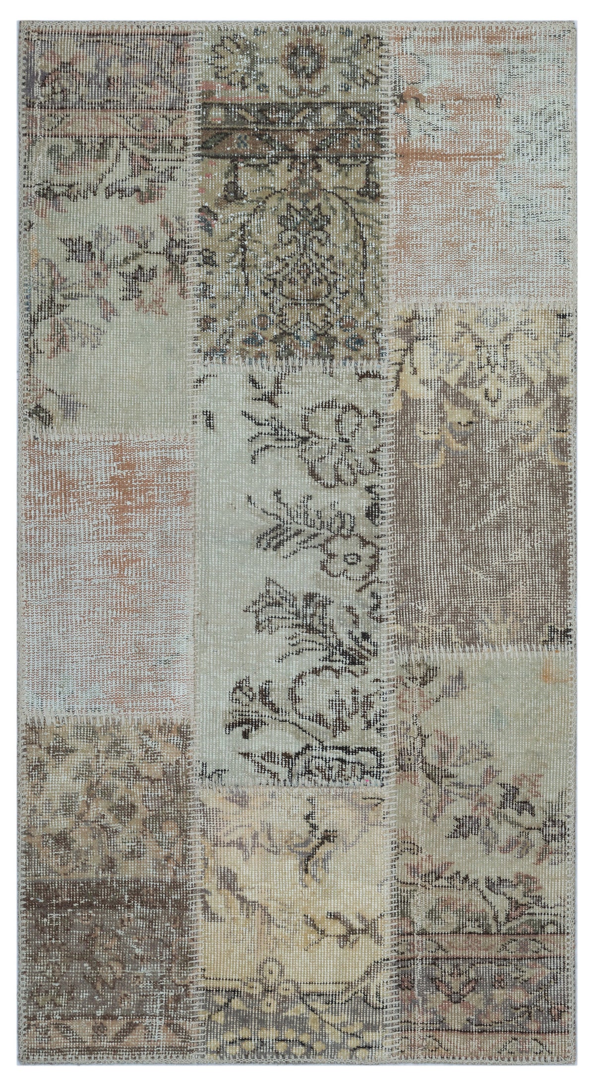 Beige Over Dyed Patchwork Unique Rug 2&#39;7&#39;&#39; x 4&#39;11&#39;&#39; ft 80 x 150 cm