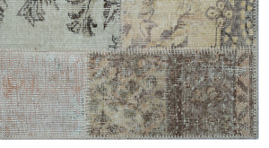 Beige Over Dyed Patchwork Unique Rug 2'7'' x 4'11'' ft 80 x 150 cm