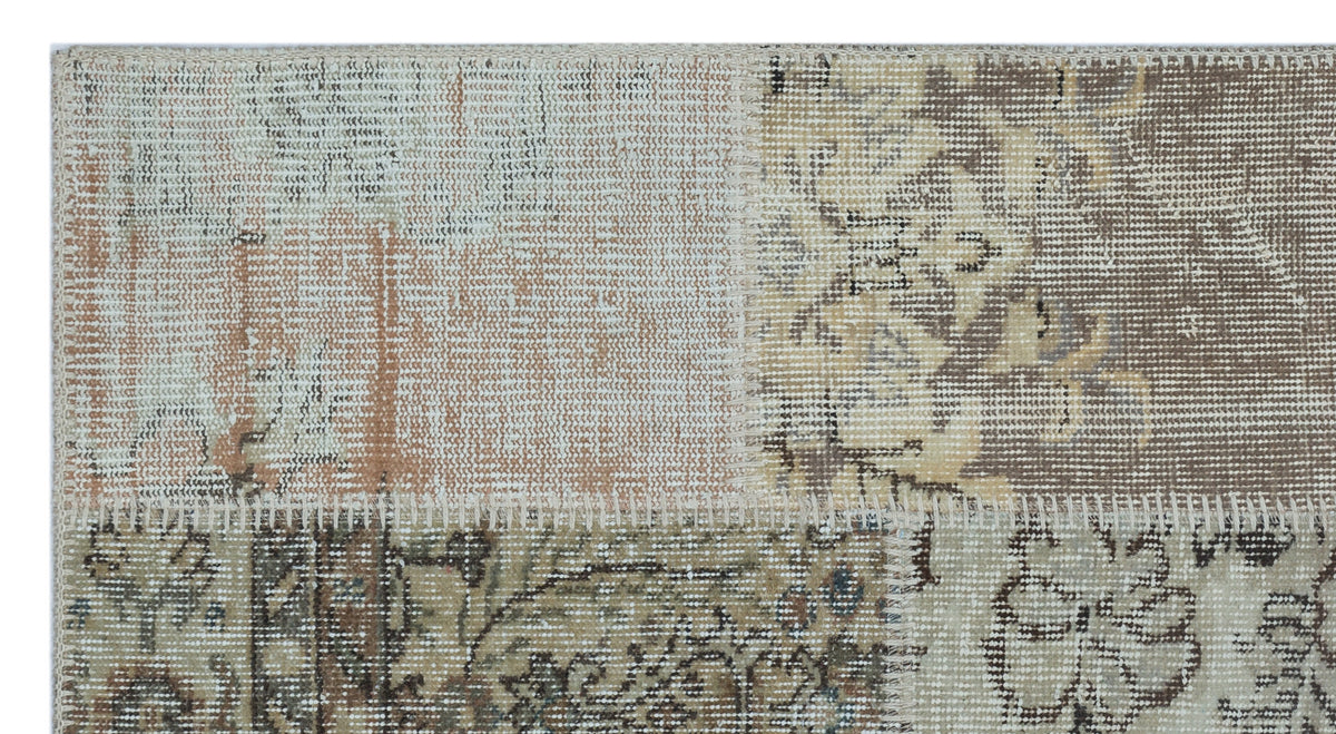 Beige Over Dyed Patchwork Unique Rug 2&#39;7&#39;&#39; x 4&#39;11&#39;&#39; ft 80 x 150 cm