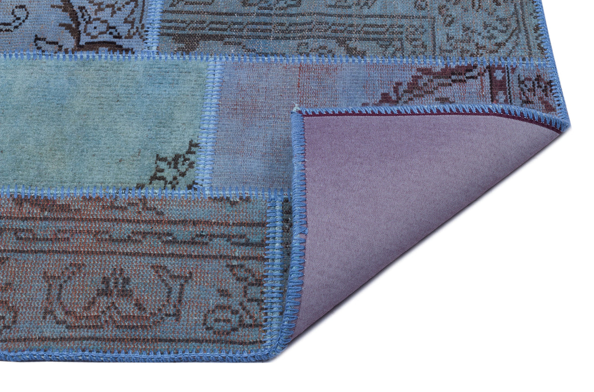 Blue Over Dyed Patchwork Unique Rug 2&#39;7&#39;&#39; x 4&#39;11&#39;&#39; ft 80 x 150 cm