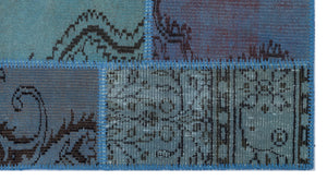 Blue Over Dyed Patchwork Unique Rug 2'7'' x 4'11'' ft 80 x 150 cm