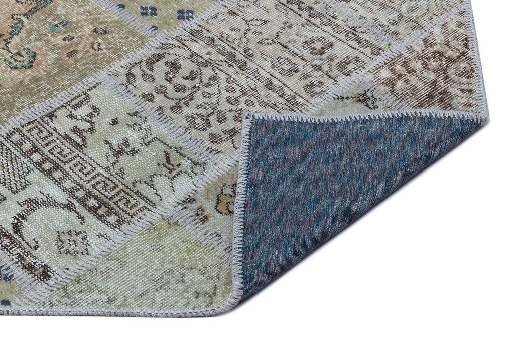 Beige Over Dyed Patchwork Unique Rug 2'7'' x 4'11'' ft 80 x 150 cm
