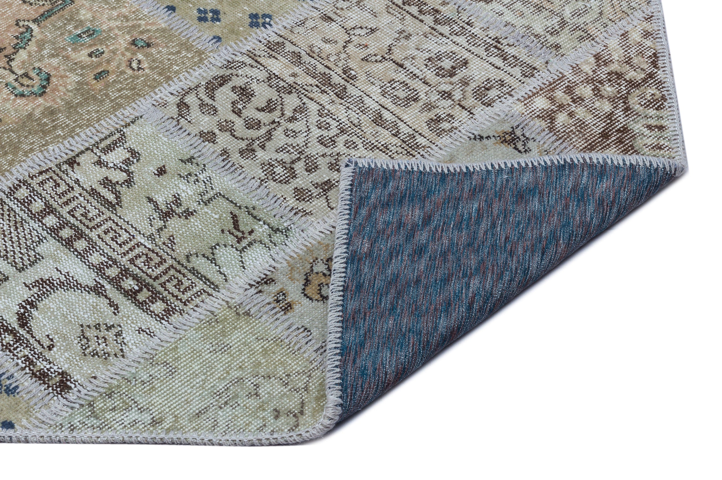 Beige Over Dyed Patchwork Unique Rug 2'7'' x 4'11'' ft 80 x 150 cm