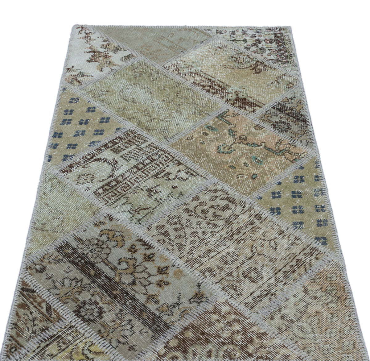 Beige Over Dyed Patchwork Unique Rug 2&#39;7&#39;&#39; x 4&#39;11&#39;&#39; ft 80 x 150 cm