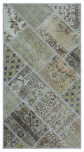 Beige Over Dyed Patchwork Unique Rug 2'7'' x 4'11'' ft 80 x 150 cm