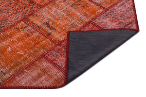 Red Over Dyed Patchwork Unique Rug 2'7'' x 4'11'' ft 80 x 150 cm