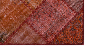 Red Over Dyed Patchwork Unique Rug 2'7'' x 4'11'' ft 80 x 150 cm