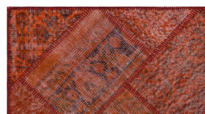 Red Over Dyed Patchwork Unique Rug 2'7'' x 4'11'' ft 80 x 150 cm