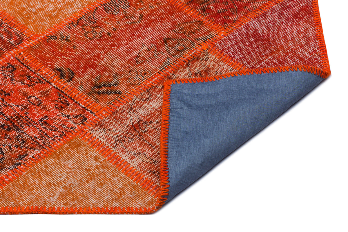 Orange Over Dyed Patchwork Unique Rug 2&#39;7&#39;&#39; x 4&#39;11&#39;&#39; ft 80 x 150 cm